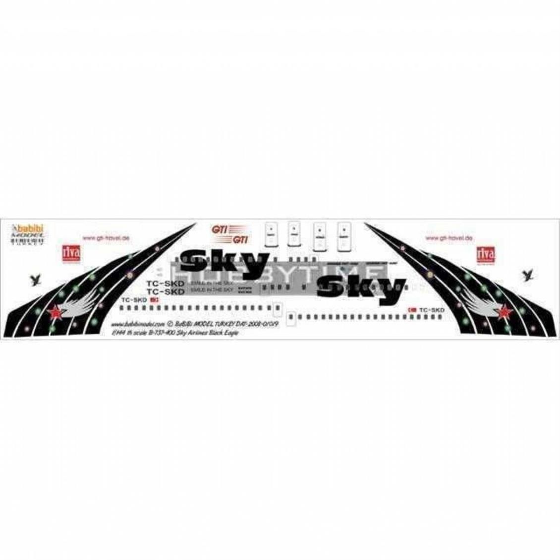 Babibi DAT01019 1/144 Sky Airlines, Boeing 737-400, Black Eagle, Dekal Çıkartma