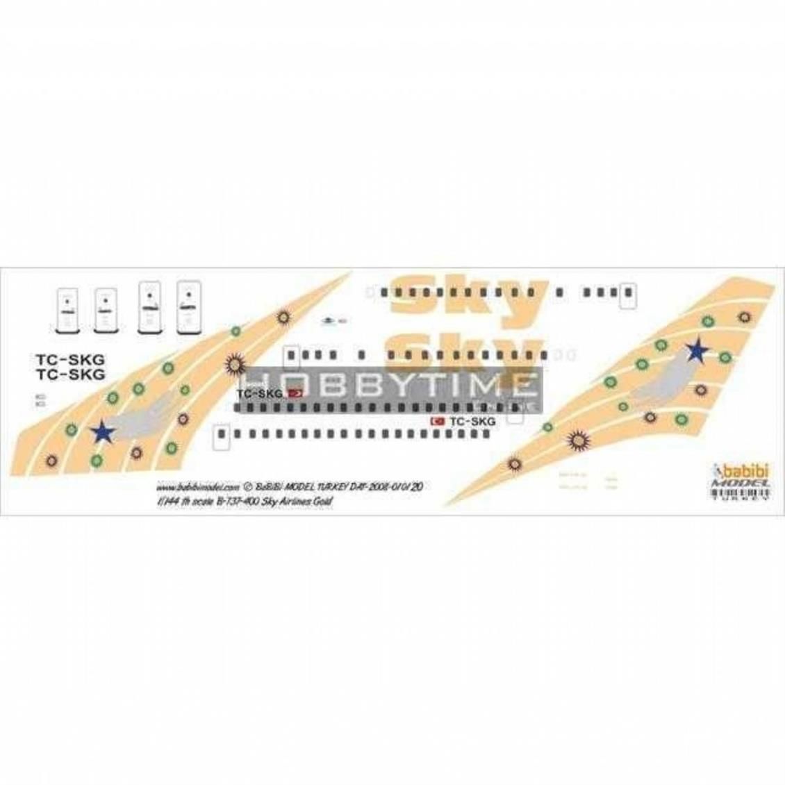 Babibi DAT01020 1/144 Sky Airlines,Boeing 737-400, Gold, Dekal Çıkartma
