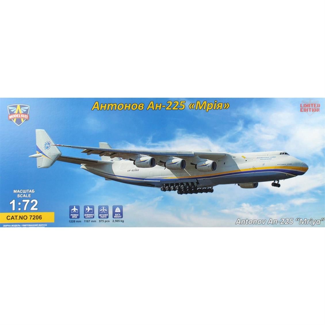 Modelsvit MSVIT7206 1/72 Antonov An-225 Kargo Uçağı Plastik Model Kiti