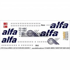 Babibi DAT01030 1/144 Air Alfa, Airbus A321, Şema-2, Dekal Çıkartma