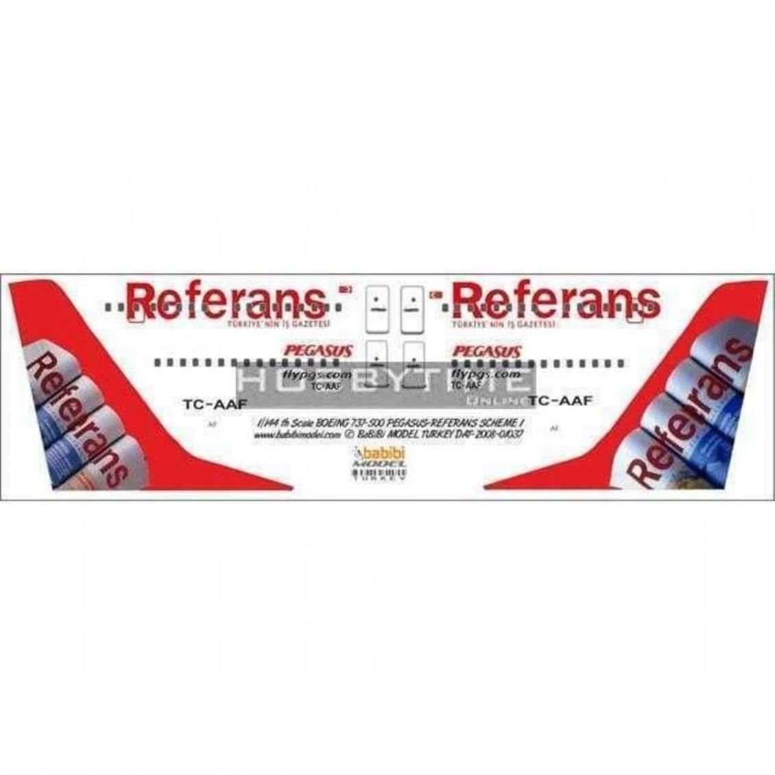 Babibi DAT01037 1/144 Pegasus, Boeing 737-500, Referans, Dekal Çıkartma