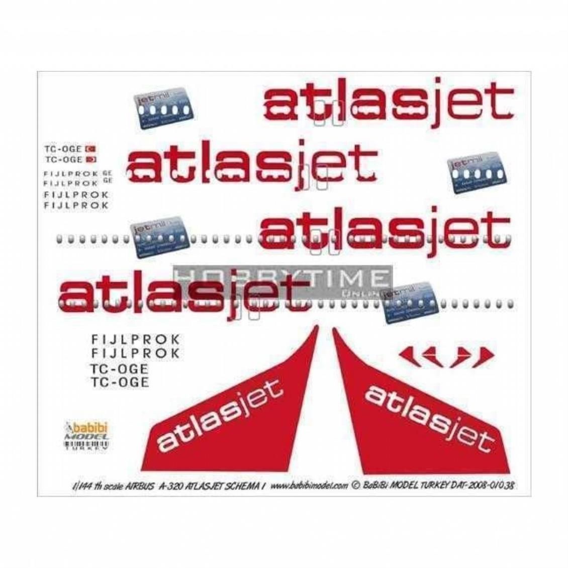 Babibi DAT01038 1/144 Atlasjet, Airbus A320, Dekal Çıkartma