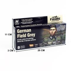 Vallejo 70181 8x17 ml. German Field Grey Uniform by Jaume Ortiz, Model Color Serisi Model Boyası Seti