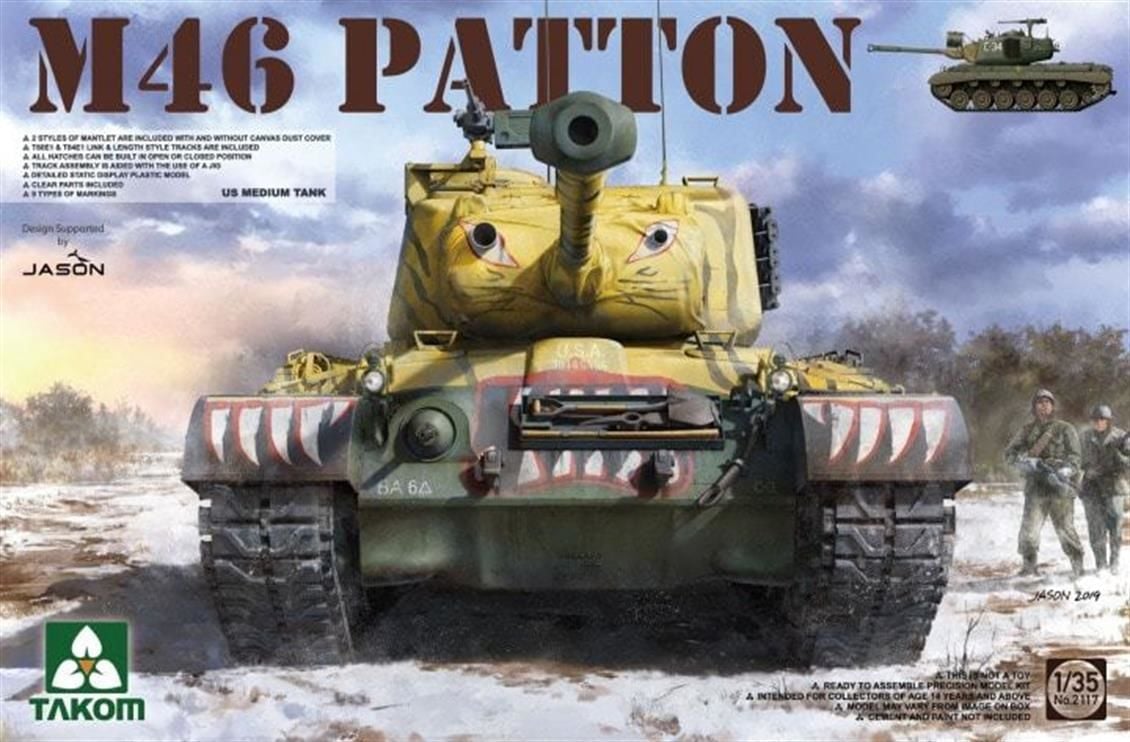 Takom 2117 1/35 Amerikan Orta Tankı M-46 Patton Demonte Plastik Tank Maketi
