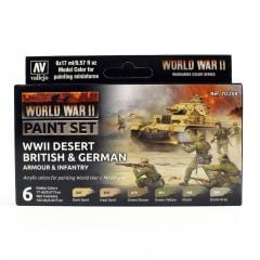 Vallejo 70208 6x17 ml. Desert British & German Armour & Infantry, Model Color Serisi Model Boyası Seti