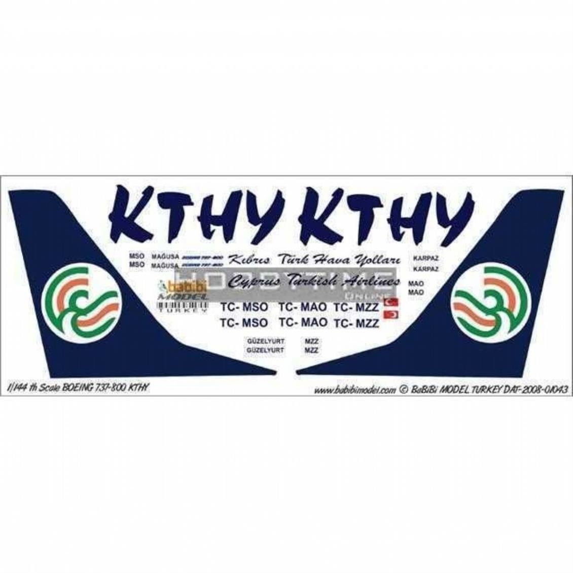Babibi DAT01043 1/144 Kthy, Boeing 737-800, Dekal Çıkartma
