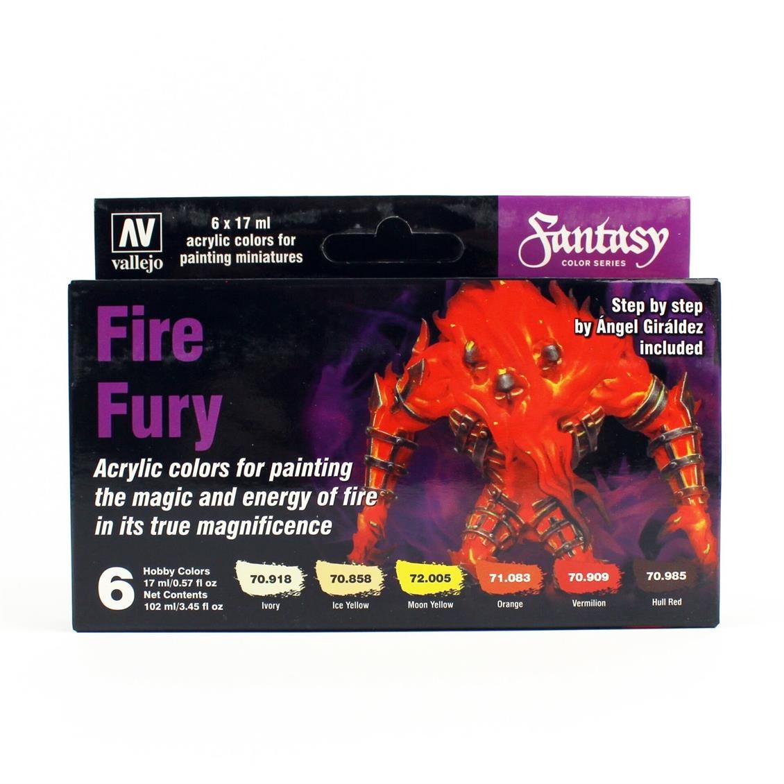 Vallejo 70243 6x17 ml. Fire Fury by Angel Giraldez, Model Color Serisi Model Boyası Seti