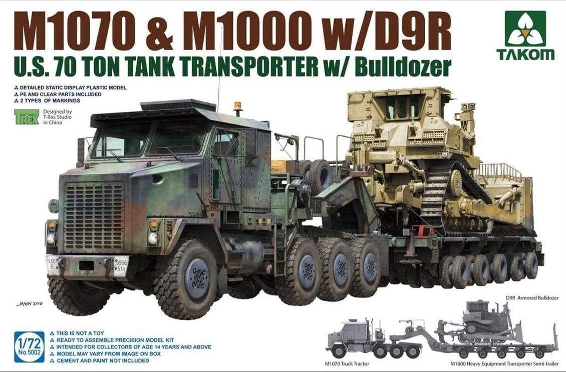 Takom 5002 1/72 Amerikan D9R Dozeri ve M1070 Taşıyıcı Demonte Plastik Askeri Araç Maketi