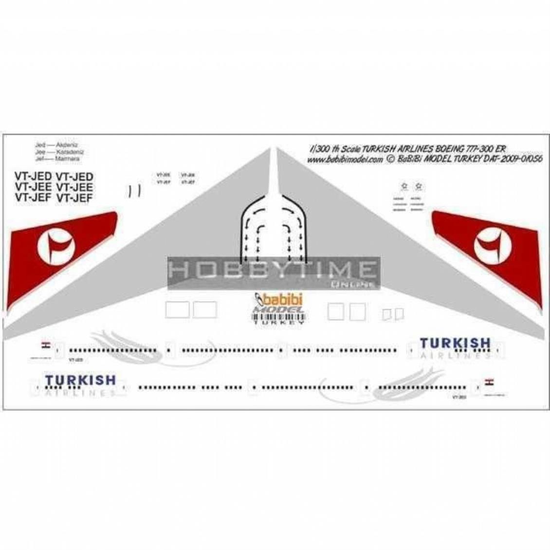 Babibi DAT01056 1/300 Thy, Boeing 777-300ER, Dekal Çıkartma