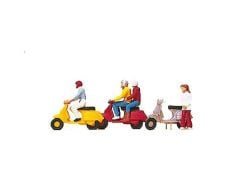 Preiser 10128 1/87 Ölçek scooter motor sürücüleri Figürleri