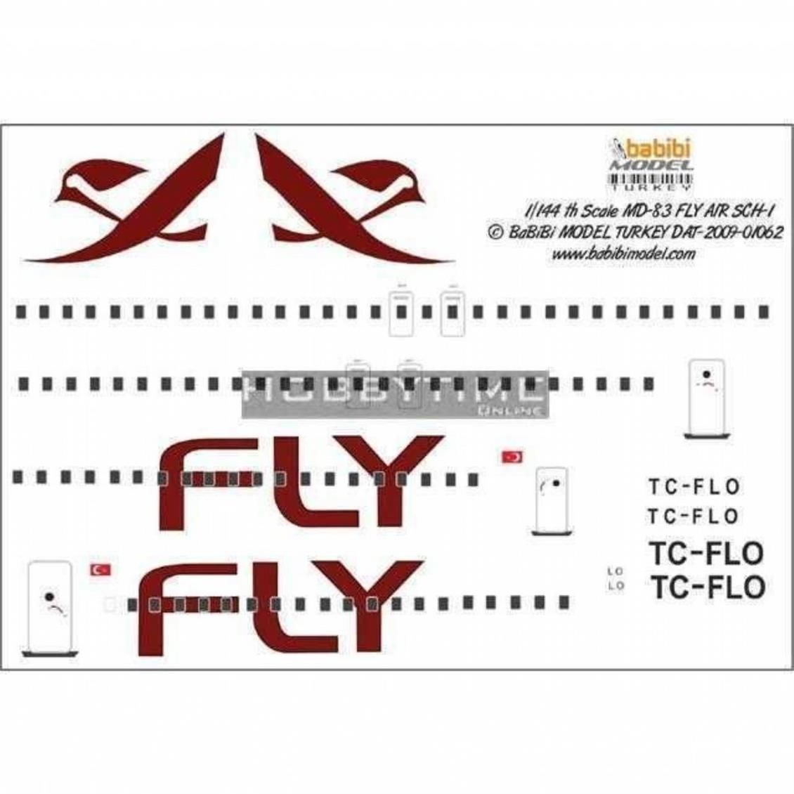 Babibi DAT01062 1/144 Fly Air, MD-83, Şema-1, Dekal Çıkartma