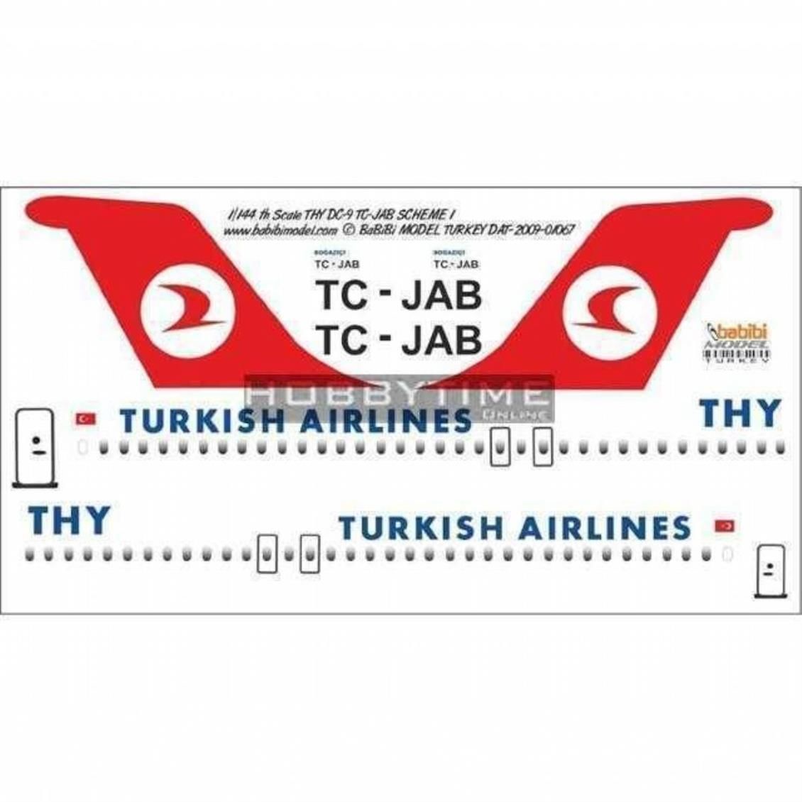 Babibi DAT01067 1/144 Thy, DC-9, TC-JAB, Dekal Çıkartma