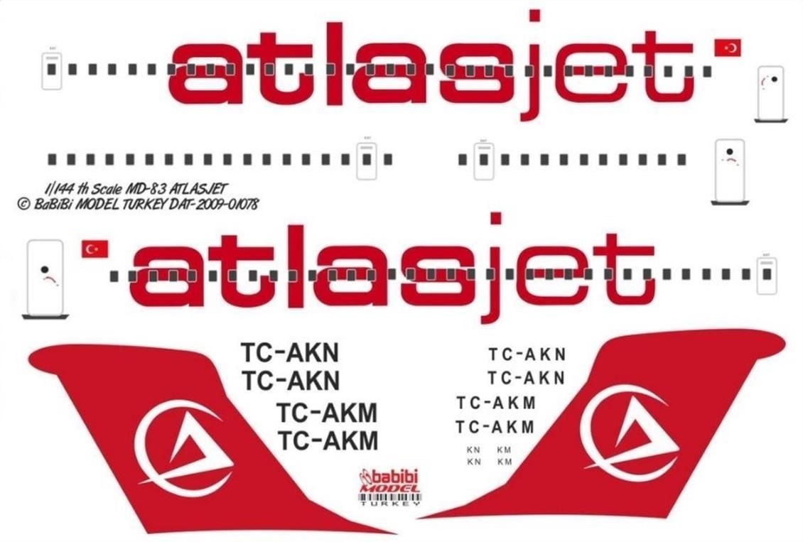 Babibi DAT01078 1/144 Atlasjet, MD-83, Dekal Çıkartma