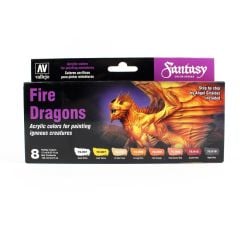 Vallejo 72312 8x17 ml. Fire Dragons by Angel Giraldez, Game Color Serisi Model Boyası Seti
