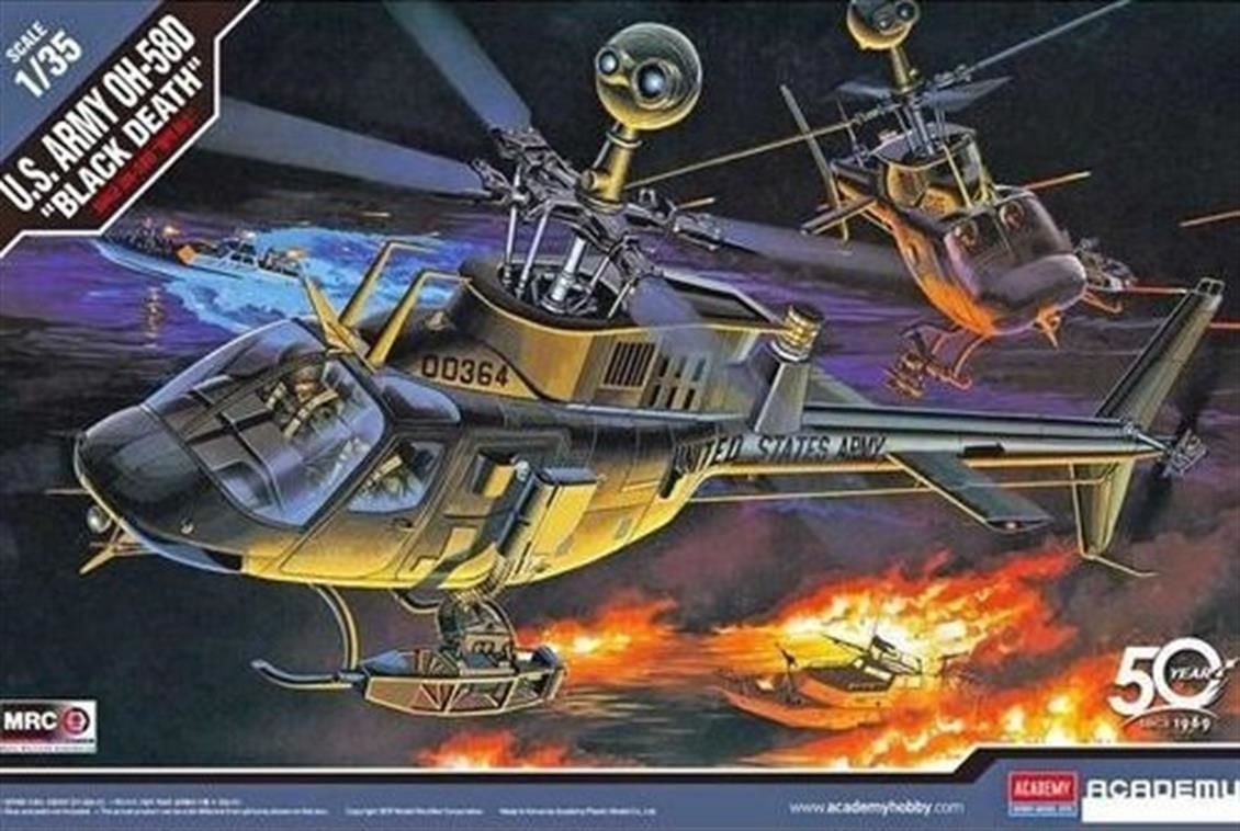 Academy 12250 1/35 ABD Kara Kuvvetleri OH-58D (Kara Ölüm) Helikopter Demonte Plastik Maketi