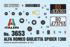 Italeri 3653S 1/24 Giulietta Spider 1300 Cabrio Araba Demonte Plastik Maketi