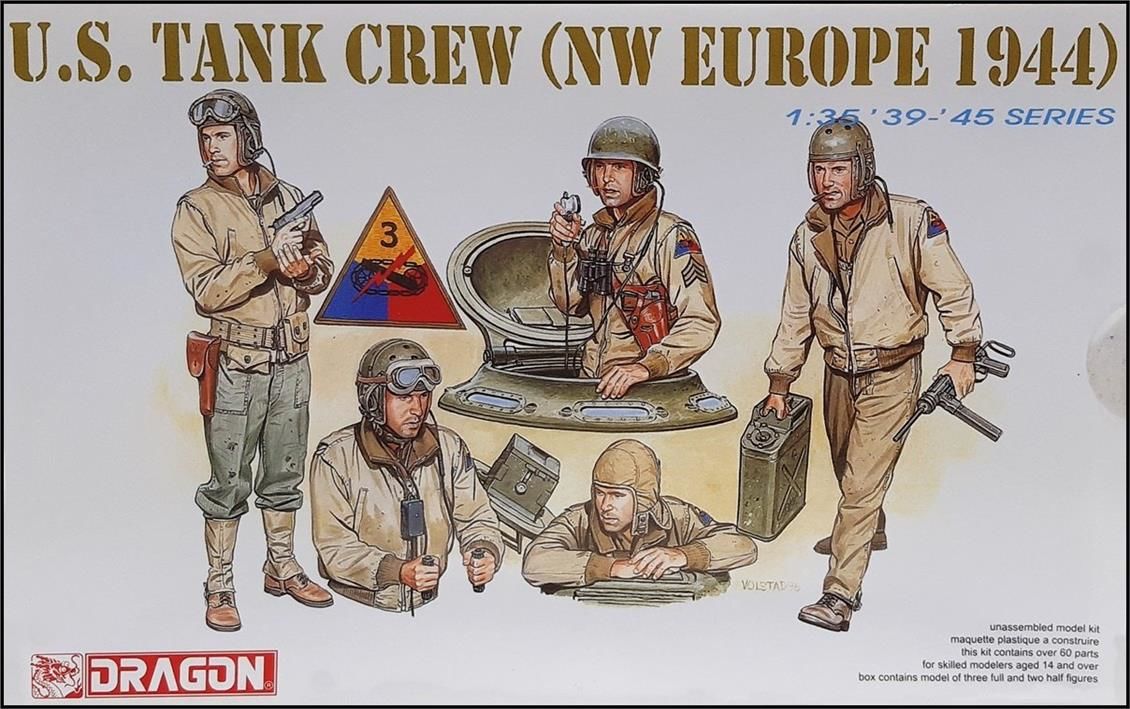 Dragon 6054 1/35 Ölçek ABD Tank Mürettebatı (Nw Europe 1944) Asker Figürleri Plastik Model Kiti