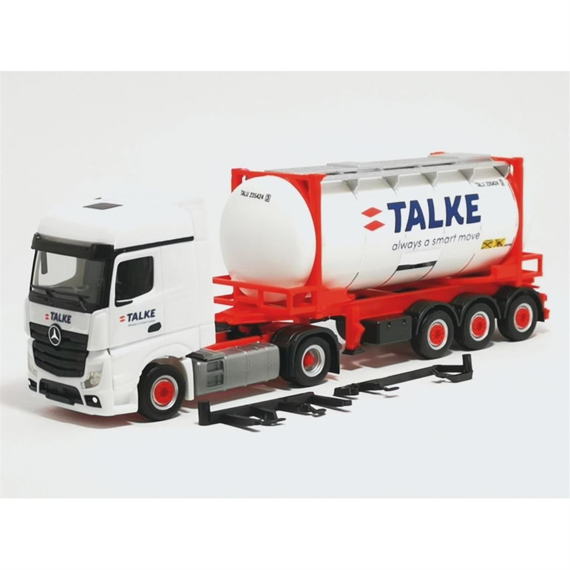 Herpa 316002 1/87 Ölçek Mercedes-Benz Actros, Tanker Konteynerli TIR (Talke), Sergilemeye Hazır Model Araç