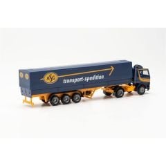 Herpa 315272 1/87 Ölçek Scania 142, Brandalı Dorseli TIR (ASG), Sergilemeye Hazır Model Araç