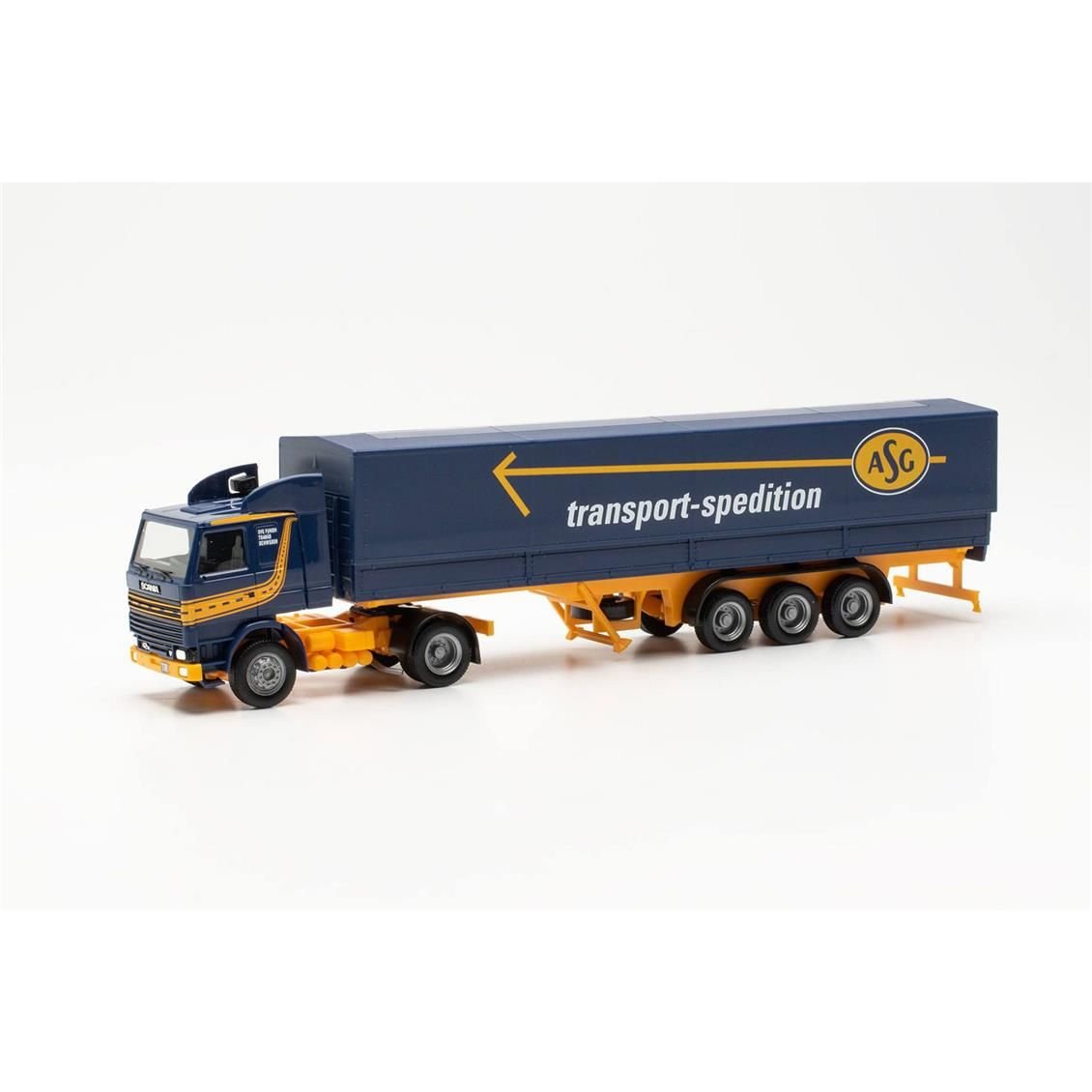 Herpa 315272 1/87 Ölçek Scania 142, Brandalı Dorseli TIR (ASG), Sergilemeye Hazır Model Araç