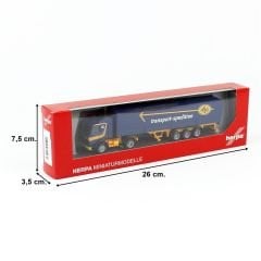 Herpa 315272 1/87 Ölçek Scania 142, Brandalı Dorseli TIR (ASG), Sergilemeye Hazır Model Araç