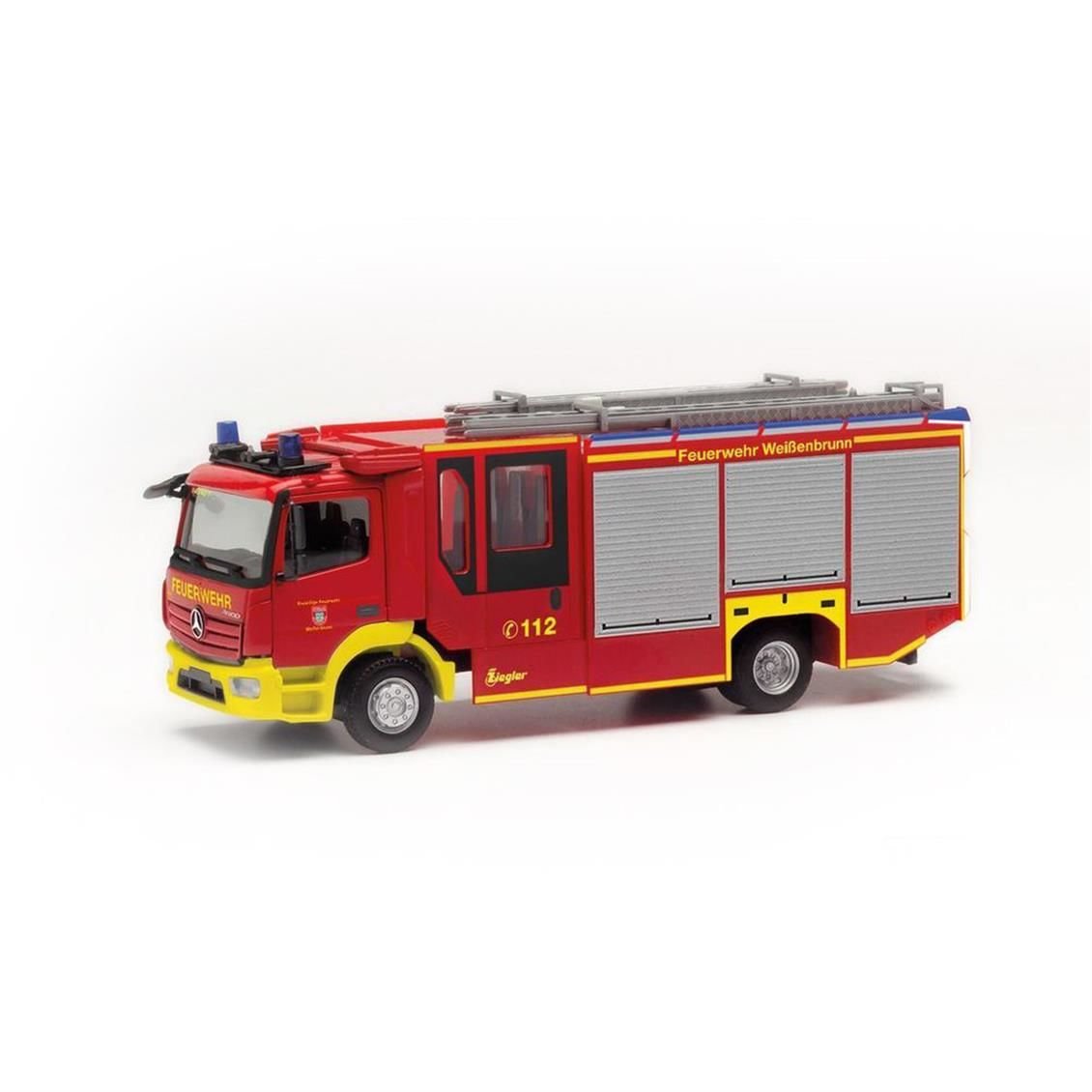 Herpa 097314 1/87 Ölçek Mercedes-Benz Atego, Kabinli İtfaiye Kamyonu, Sergilemeye Hazır Model Araç