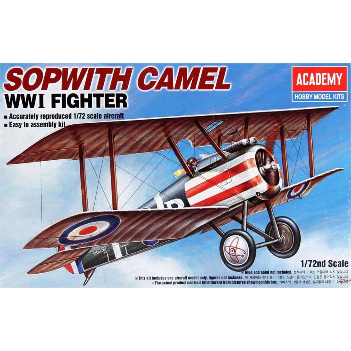 Academy 12447 1/72 WWI Sopwith Camel Savaş Uçağı Demonte Plastik Maketi
