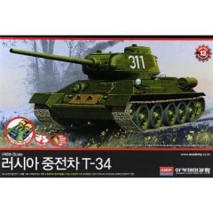 Academy 13306 1/48 Rus Medium T-34 Tankı (Uzaktan Kumandalı R/C) Demonte Plastik Maketi