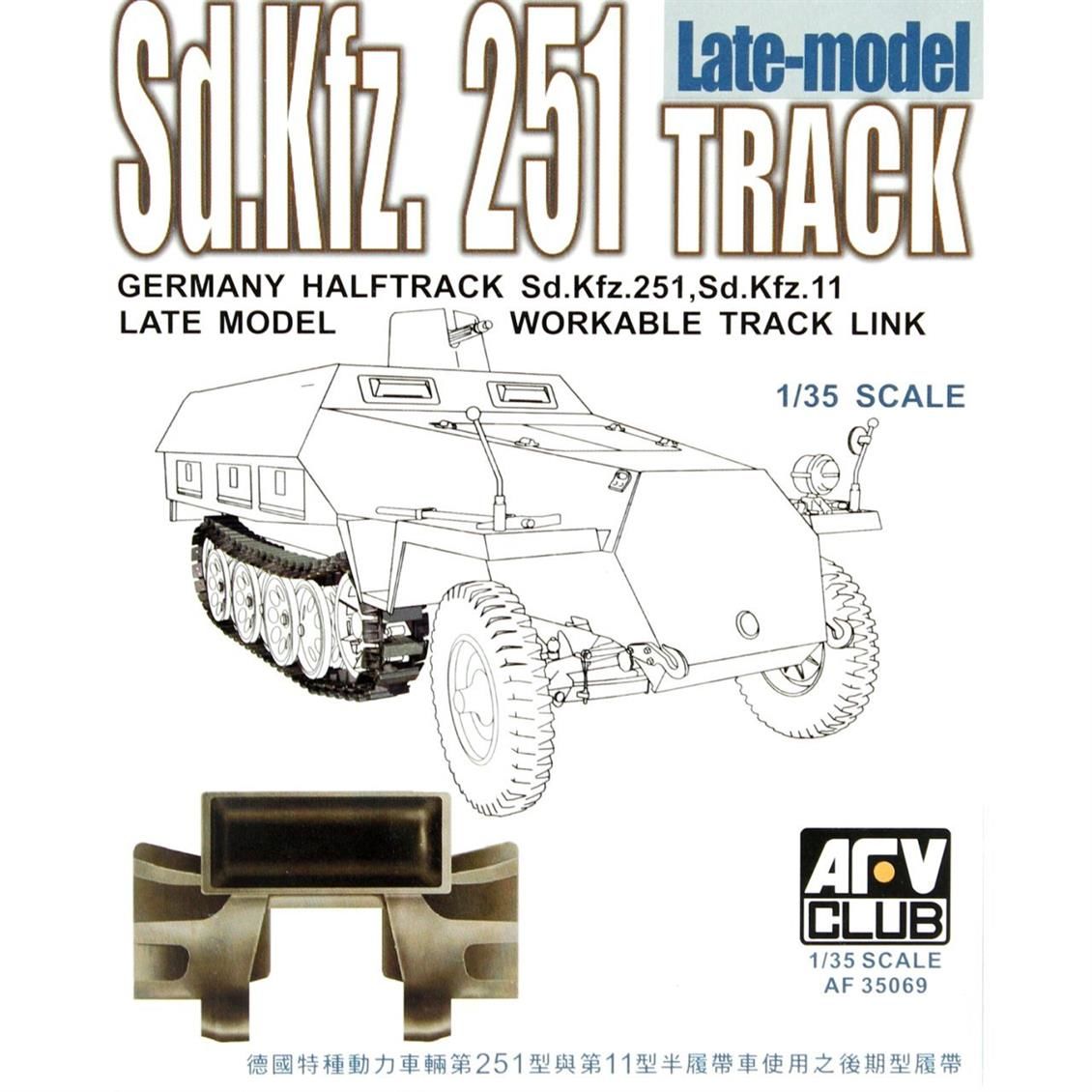 AFV Club AF35069 1/35 Sd.Kfz.251 Geç Dönem, Hareket Edebilen Tank Paleti Demonte Plastik Maket Seti