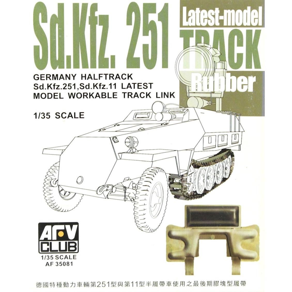 AFV Club AF35081 1/35 Sd. Kfz.251 Geç Dönem, Kauçuk Görünümlü, Hareket Edebilen Tank Paleti Demonte Plastik Maket Seti