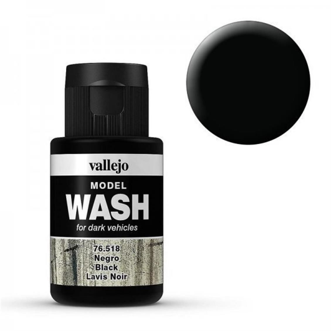 Vallejo 76518 35 ml. Black, Wash Serisi Model Boyası