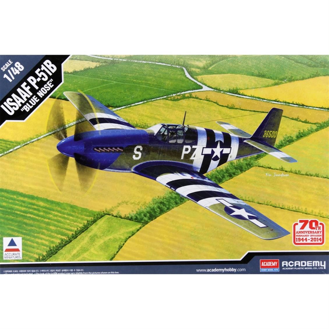 Academy 12303 1/48 P-51B Normandiya Çıkartması 70. Yıl Savaş Uçağı Demonte Plastik Maketi