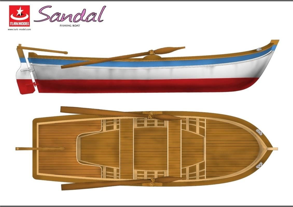 Türk Model 1/12 122 Sandal, Demonte Ahşap Maketi