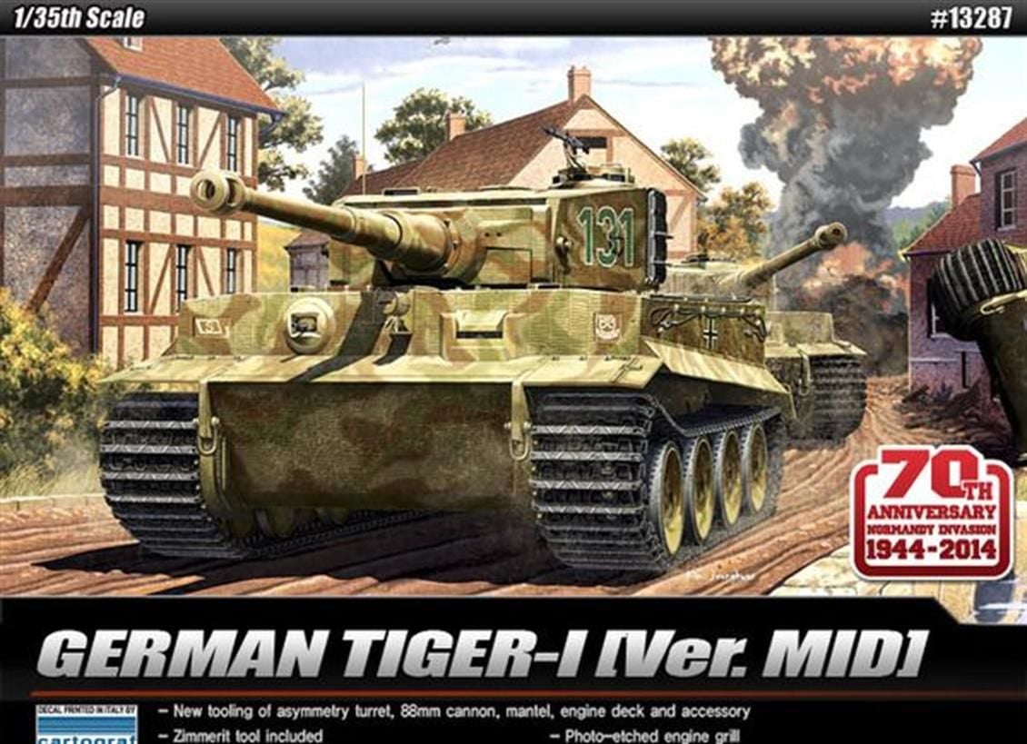 Academy 13287 1/35 Tiger-I Mid. (70.Yıl Normandiya Çıkartması) Tankı Demonte Plastik Maketi
