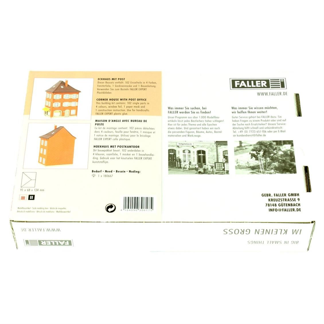 FALLER, Faller 130617 1/87 Posta Ofisli Köşe Bina Demonte Plastik Maketi,