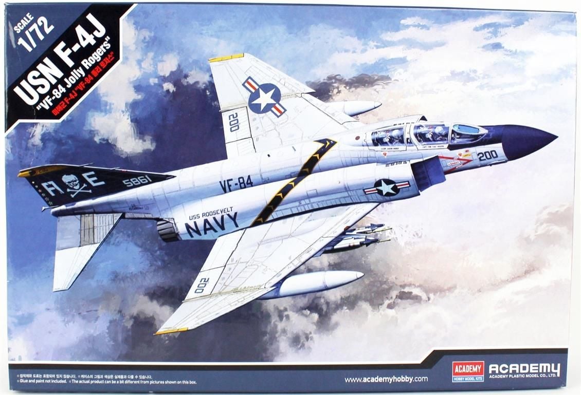 Academy 12529 1/72 USN F-4J (VF-84 Jolly Rogers) Savaş Uçağı Demonte Plastik Maketi