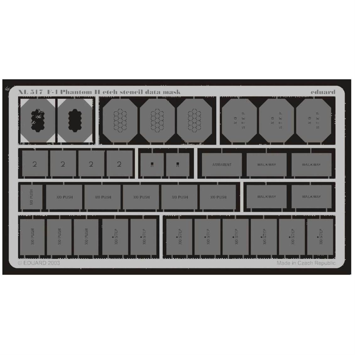 EDUARD XL517 1/32 F-4 etch stencil data mask -etch