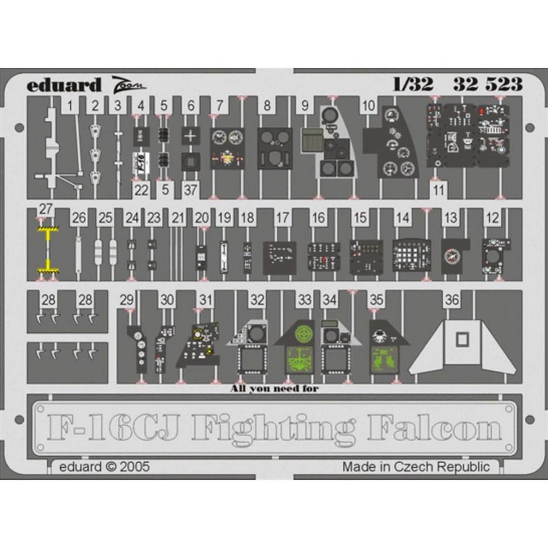 EDUARD 32523 1/32 F-16CJ interior FOR TAMIYA Maket
