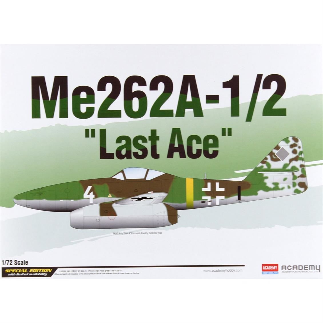 Academy 12542 1/72 Me262A-1/2 (Last Ace) Special Edition Savaş Uçağı Demonte Plastik Maketi