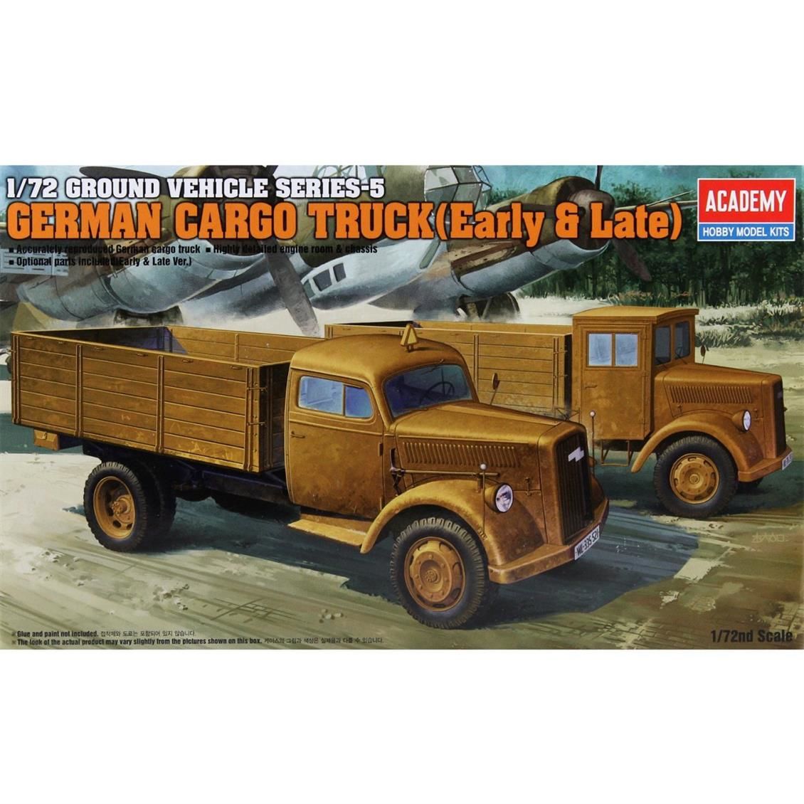 Academy 13404 1/72  Alman WWII Kargo Kamyonları (Erken ve Geç Dönem) Demonte Plastik Maket Seti