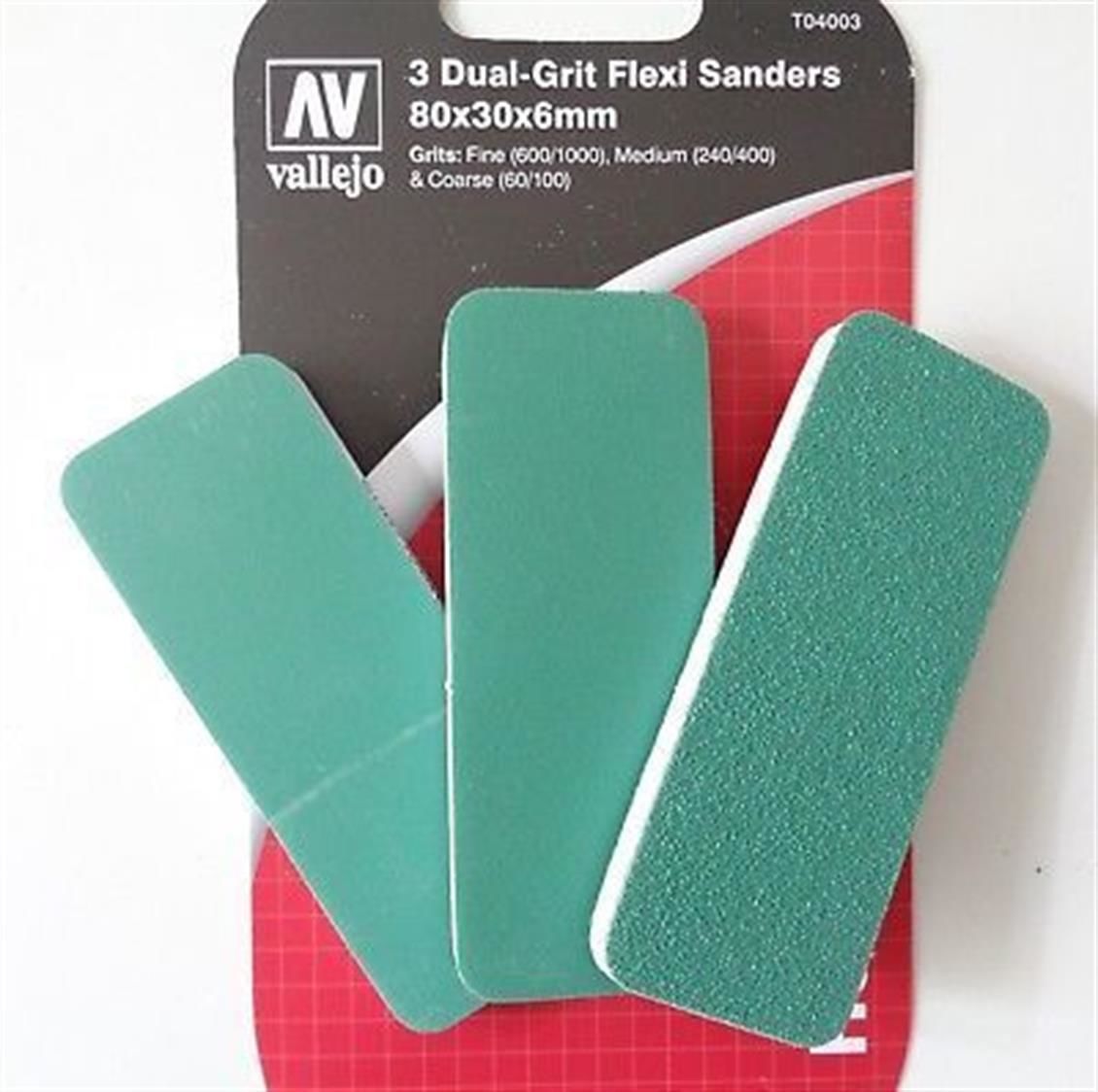 Vallejo T04003 Esnek 60,240,600 No İnce Zımpara Çubuğu (80x30x6mm), 3 Adet
