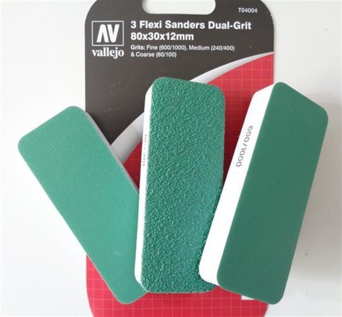 Vallejo T04004 Esnek 60,240,600 No Kalın Zımpara Çubuğu (80x30x12mm), 3 Adet