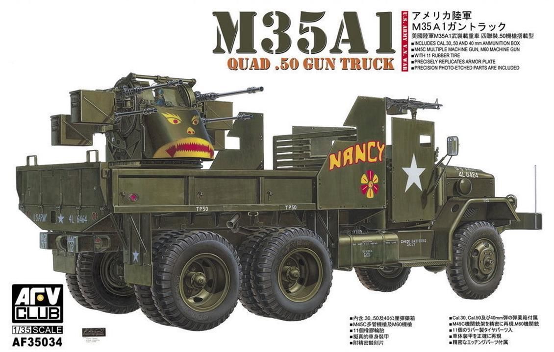 AFV Club AF35034 1/35 M35A1 Vietnam Gun Truck Silahlı Kamyon Demonte Plastik Maketi