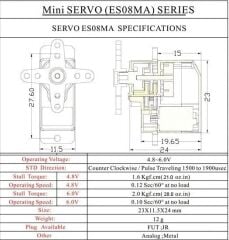 Emax ES08MA II Metal Dişli Mikro Servo 12g