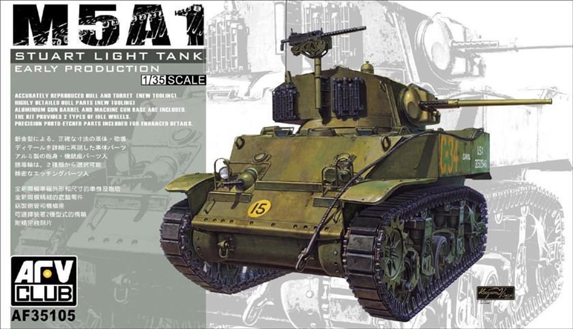 AFV Club AF35105 1/35 M5A1 Stuart Light Tank Early Production Tank Demonte Plastik Maketi