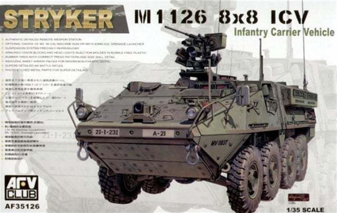 AFV Club AF35126 1/35 Stryker M1126 8x8 ICV Infantry Carrier Vehicle  Tank Demonte Plastik Maketi