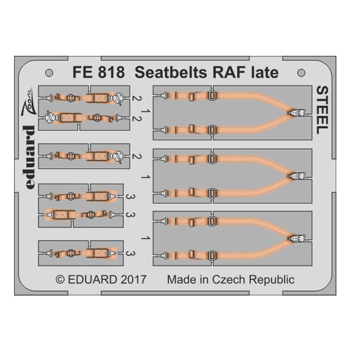 EDUARD FE818 1/48 Seatbelts RAF late STEEL Maket D