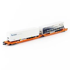 Piko 58972 1/87 Articulated intermodal car T3000e Wascosa VI, w 2 ''sieber trailers, 2 adet, Model tren yük vagonu