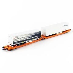 Piko 58972 1/87 Articulated intermodal car T3000e Wascosa VI, w 2 ''sieber trailers, 2 adet, Model tren yük vagonu