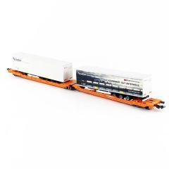 Piko 58972 1/87 Articulated intermodal car T3000e Wascosa VI, w 2 ''sieber trailers, 2 adet, Model tren yük vagonu